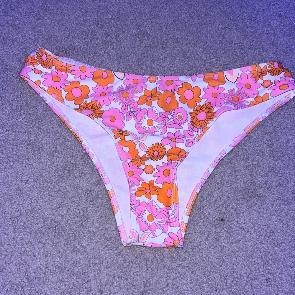 pink and orange floral bikini bottom